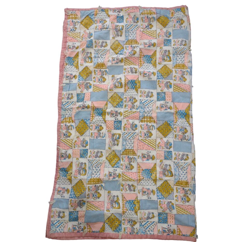 Handmade Vintage Baby‎ Blanket Quilt Size 42X50 Classic